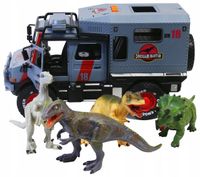 4 figurki dinozaury malowane ręcznie + samochód Jurasic Patrol Park św/dźw.