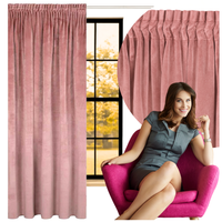 Zasłona kotara welurowa na taśmie 140 x 250 cm brudny róż mięsista gotowa