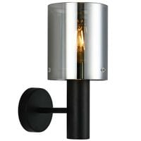 Kinkiet LAMPA ścienna SARDO WL-5581-1A-BK+SG Italux loftowa OPRAWA skandynawska tuba szklana okrągła przydymiona czarna