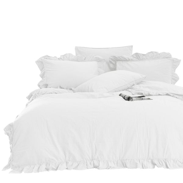 Pościel bawełniana OPTIC WHITE/160x200(P) STONEWASHED zdjęcie 2