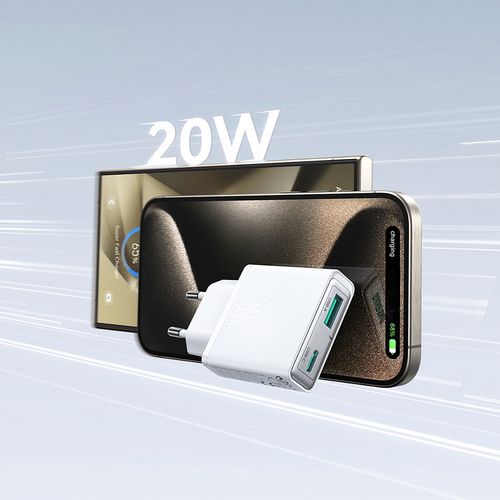 Mała i supercienka ładowarka sieciowa 20W USB-A USB-C - biała na Arena.pl
