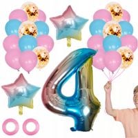 balony urodzinowe cyfra 4 zestaw ozdoby 29szt tęcza jednorożec zestaw party