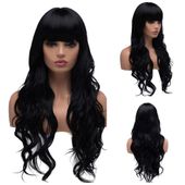 Uniwersalna czarna peruka fale 65 cm długa damska na codzień, imprezę