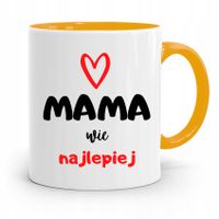 Kubek Żółty Prezent Dla Mamy Mama Wie Najlepiej Z Nadrukiem Ze Zdjęciem