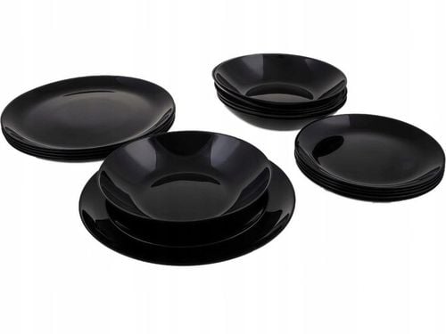 Serwis Obiadowy Talerze Komplet Zestaw OKRĄGŁE 18el CZARNE LUMINARC TZ44 na Arena.pl