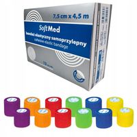 Bandaż kohezyjny samoprzylepny elastyczny różne kolory 7cm x 4,5m 12szt.