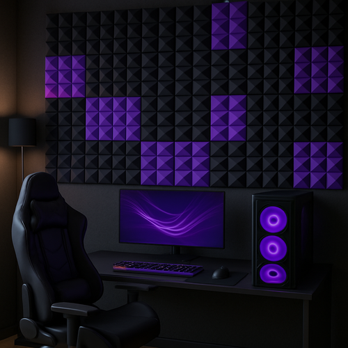 Panele akustyczne BUFFO 30×30 cm| grafit fiolet| ZESTAW | – 4 szt na Arena.pl