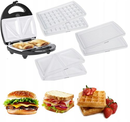 Opiekacz do Kanapek Tostów 3w1 z Ceramicznymi Wkładami Grill Gofry na Arena.pl