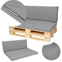 Zestaw 2 PODUSZKI NA PALETY siedzisko 120x80 + oparcie 120x40 MATERAC szare
