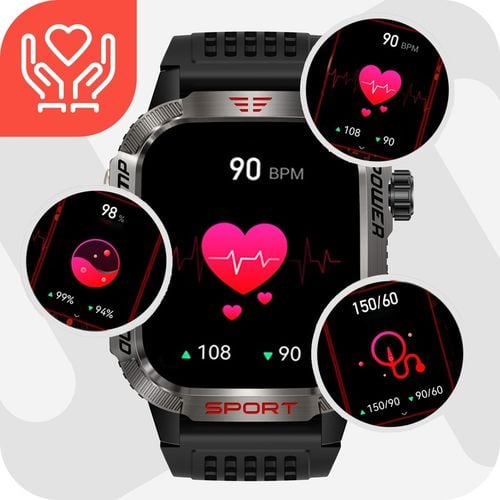 SMARTWATCH MĘSKI MILITARNY ZEGAREK POLSKIE MENU ROZMOWY 600 MAH SMART WATCH na Arena.pl