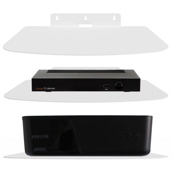 Półka metalowa ścienna uchwyt na dekoder RTV ROUTER WIFI KONSOLE biała zdjęcie 1