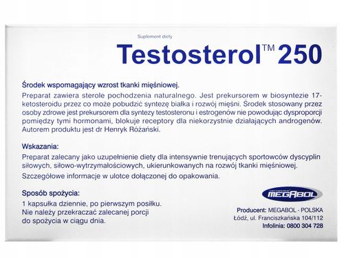 2x SILNY TESTOSTEROL 250 320mg PODNIEŚ TESTOSTERON na Arena.pl