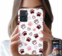 ETUI DO MOTOROLA MOTO E22 / E22I - PSIE ŁAPKI NA BIAŁYM TLE, PIES, KOT, MIŚ