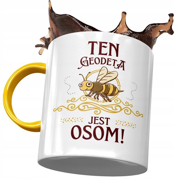 Kubek Żółty Dla Geodety Ten Geodeta Jest Osom Z Nadrukiem Ze Zdjęciem zdjęcie 1