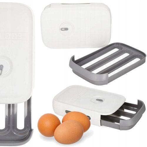 POJEMNIK ORGANIZER NA JAJKA do lodówki PODAJNIK PUDEŁKO ZAMYKANE 21 JAJ na Arena.pl