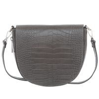 VERA PELLE torebka damska skórzana listonoszka kroko z paskiem V448 c.szara