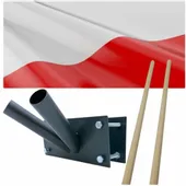FLAGA POLSKI + UCHWYT DO FLAGI NA BALKON ZESTAW BALKONOWY PODWÓJNY ANTRACYT