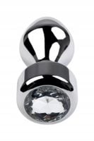metal by toyfa, anal plug, metal, silver, with diamond