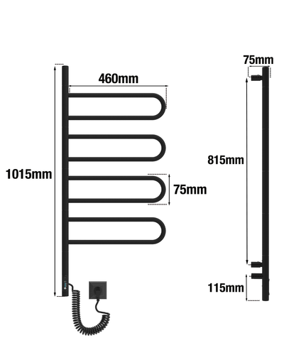 ELNA Grzejnik łazienkowy elektryczny Fluger 4 Black 4 elementy ruchome na Arena.pl