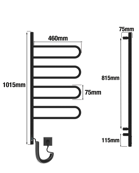 ELNA Grzejnik łazienkowy elektryczny Fluger 4 Black 4 elementy ruchome zdjęcie 8
