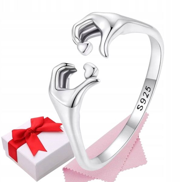 Pierścionek srebro DŁONIE regulowany s925 +pudełko zdjęcie 1