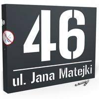 PODŚWIETLANY NUMER NA DOM TABLICZKA ADRESOWA LED 40X30 cm ANTRACYT RAL 7016