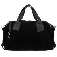 VERA PELLE torebka damska zamszowa shopper duża z paskiem V711 czarna