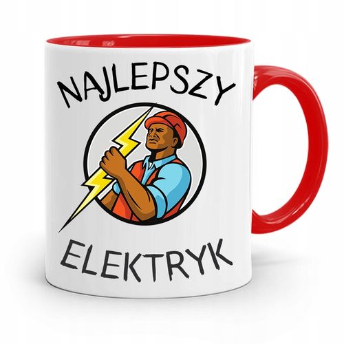 Kubek Czerwony Dla Elektryka Najlepszy Elektryk Z Nadrukiem Ze Zdjęciem na Arena.pl