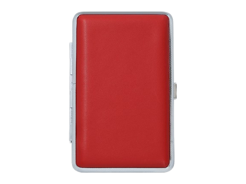 Papierośnica Skórzana SLIM na Cienkie Papierosy Jednolity Kolor Czerwony na Arena.pl