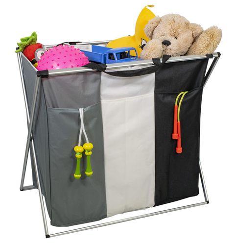 Kosz na pranie trzy komorowy wolnostojący tekstylny 118 L na Arena.pl