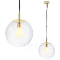 Wisząca LAMPA hygge ALUR S 10736109 Kaspa szklana OPRAWA kulisty ZWIS skandynawski kula ball złota przezroczysta