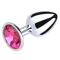 silver large butt plug with pink diamond