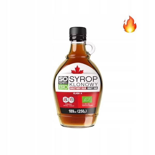 Syrop klonowy Bio bursztynowy klasa A 189ml (250g) SoWell zdjęcie 1