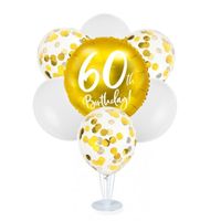 Zestaw balonów na stojaku 60 urodziny, złoty