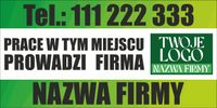 BANER OCZKOWANY 100x50 PRACE PROWADZI FIRMA twoje logo nazwa firmy PROMOCJA
