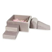 Piankowy plac zabaw z basenem kwadratowym 90x90x40 Velvet lila + 400 piłek (jasne złoto, jasny róż)