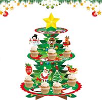 Stojak na Babeczki 3 Poziomy Tekturowy na Święta Boże Narodzenie Wzory