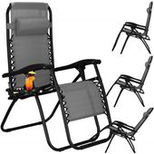 Leżak zero gravity z zagłówkiem ciemny szary