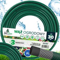 WĄŻ OGRODOWY 3-WARSTWOWY MOCNY GUMOWY ZBROJONY DO PODLEWANIA1/2 30M