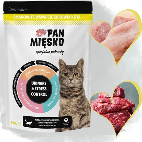 sucha karma dla kota pan mięsko urinary & stres control indyk wołowina 800g na Arena.pl
