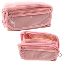 RÓŻOWY PIÓRNIK PRZYBORNIK SZKOLNY ROZKŁADANY