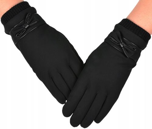 Damskie Ciepłe Zimowe Rękawiczki Dotykowe Kokarda na Arena.pl