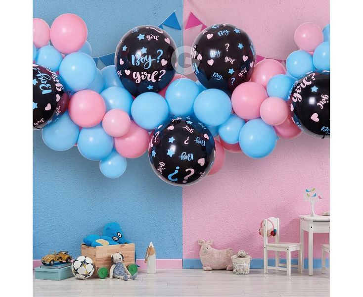 Girlanda balonowa DIY Baby Shower "Boy or Girl?" gender reveal 65 balonów na Arena.pl