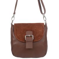 VERA PELLE torebka damska skórzana listonoszka z klapą V577 brązowa