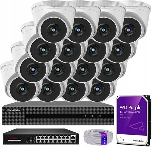 Kamery 16x IPCAM-T2 2Mpx PoE IR 30m Hilook By Hikvision Rejestrator 1TB na Arena.pl