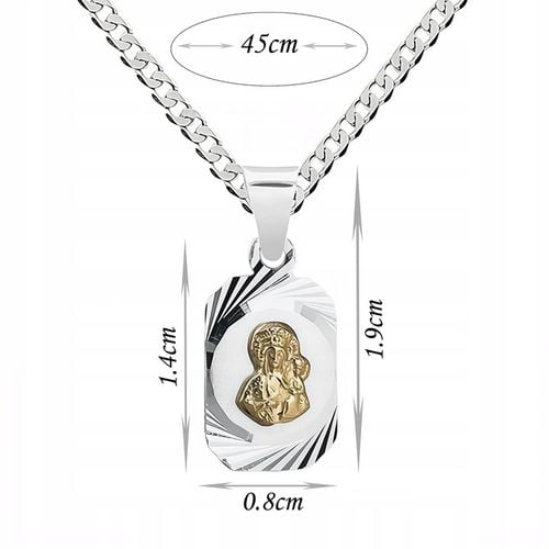 Srebrny zestaw 45 cm pancerka + medalik Matka Boska Komunia Chrzest prezent na Arena.pl