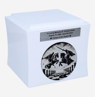 Urna pogrzebowa - Szachy, Tematyczna urna kremacyjna Biała / Plakietka