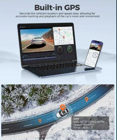 Azdome m300s wideorejestrator 4k uhd przód tył gps głos g-sensor na Arena.pl