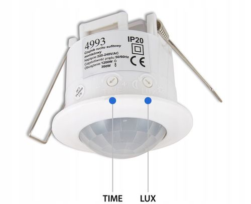 CZUJNIK RUCHU ZMIERZCHU natynkowy LED sufitowy PIR na Arena.pl