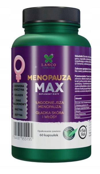 MENOPAUZA MAX PREMIUM dla dojrzałych kobiet Czerwona koniczyna Lanco 60kaps zdjęcie 1